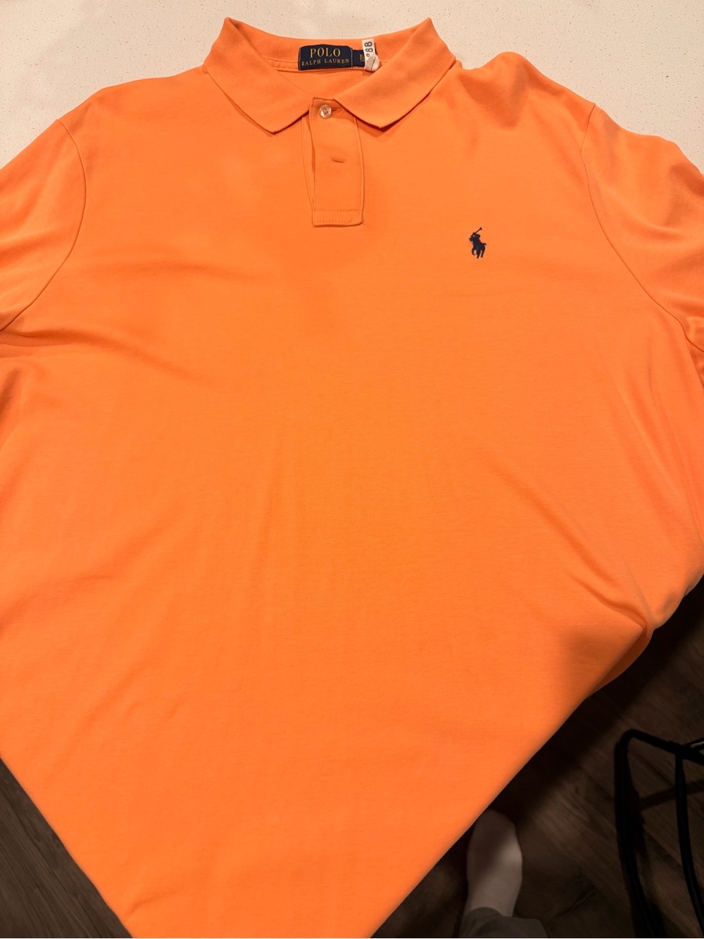 Polo by Ralph Lauren Neon Orange Short Sleeve Polo with Navy Pony
